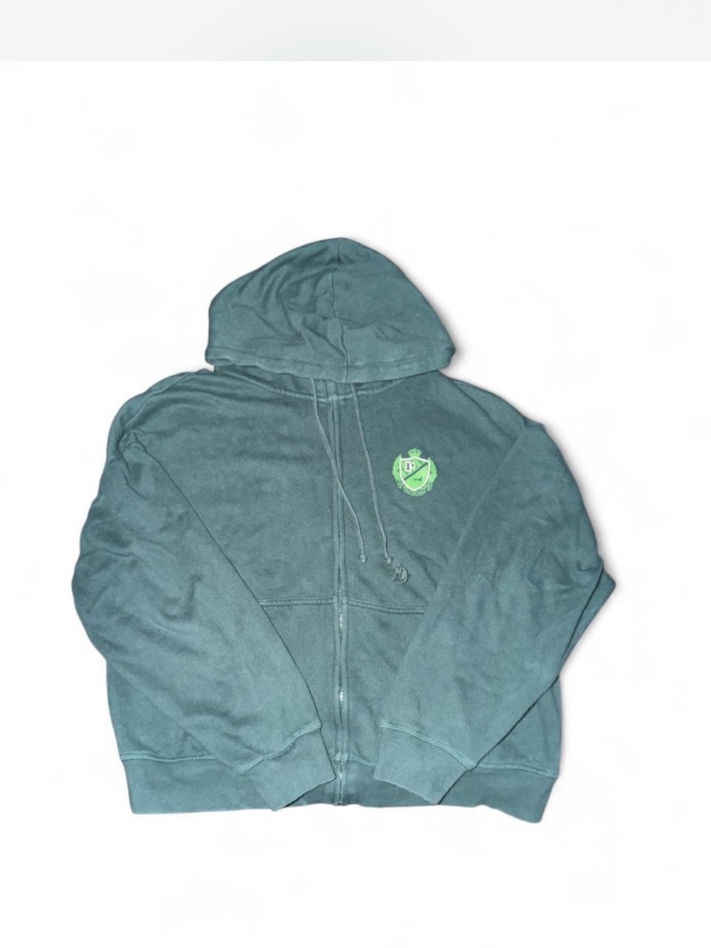 PINK Victoria's Secret Winter Green Zip Hoodie with Green Crest